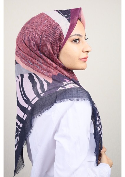 Desenli Keten Flamlı Eşarp - DESEN-577 - Renk-02