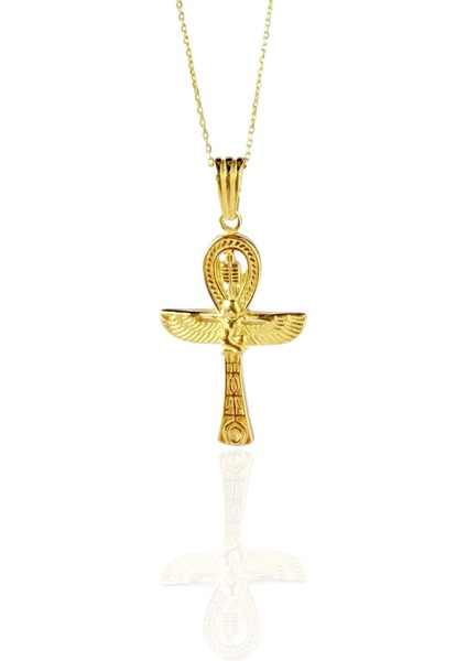 Ankh Kanatlı Isis ve Mısır Sembolleri Detaylı Parlak G Unisex Tasarım 925 Ayar Gümüş Kolye fiyatları