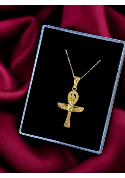 Ankh Kanatlı Isis ve Mısır Sembolleri Detaylı Parlak G Unisex Tasarım 925 Ayar Gümüş Kolye fırsatları