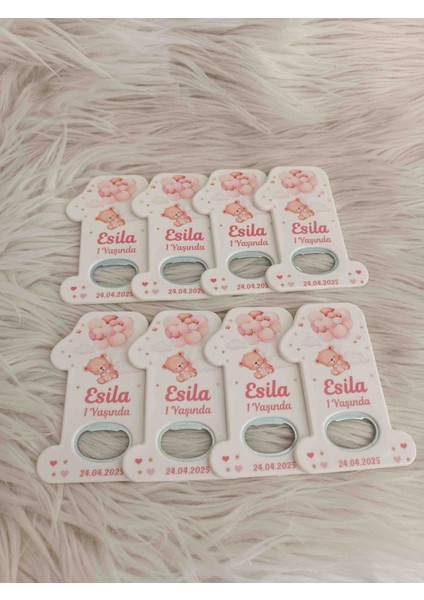 10 Adet Pembe Balonlu Ayıcıklı 1 Rakam Açacak Magnet Yenidoğan Doğum Günü Mevlüt Hediyelikleri modelleri