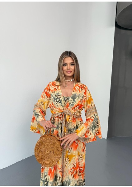 Desenli Bağlama Detaylı Kadın Alt Üst Takım modelleri