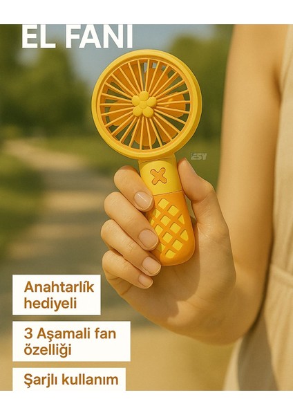 Taşınabilir Vantilatör Fan Anahtarlık Hediyeli