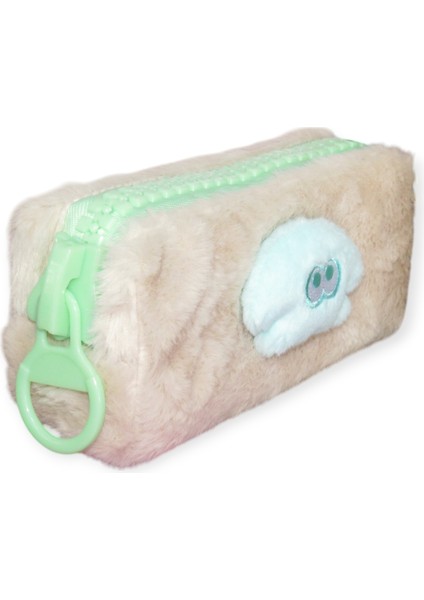 Maskotlu Dev Fermuarlı Peluş Kalem Çantası