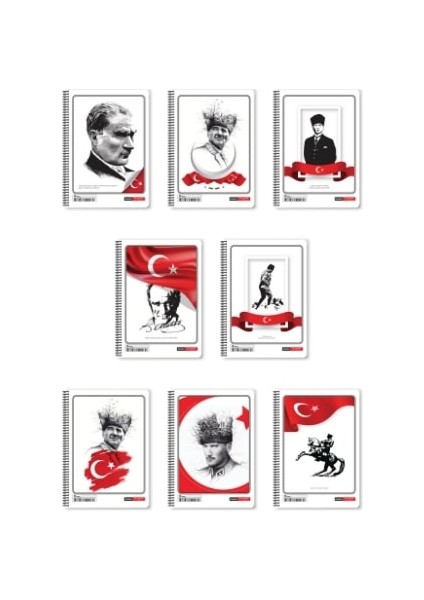 A4 Spiralli Okul Defteri Kemal Atatürk Kapaklı – Çizgili, 23 Nisan’a Özel Tasarım