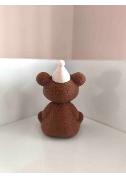 Şapkalı Mum Üfleyen Ayıcık 10CM Figürü