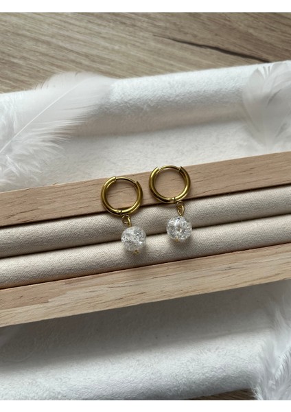 Necef Taşı Çelik Halka Küpe