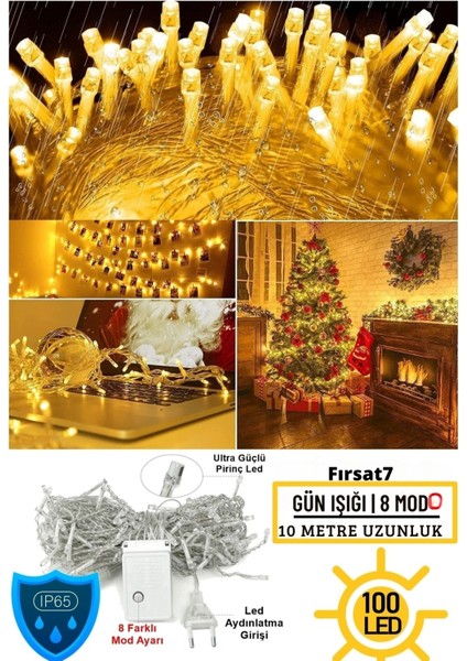 10M Boncuk Lamba Gün Işığı 8 Fonksiyon 100 LED Fişli Balkon Bahçe Ev Ofis Iç Mekan Dekoratif LED fiyatları