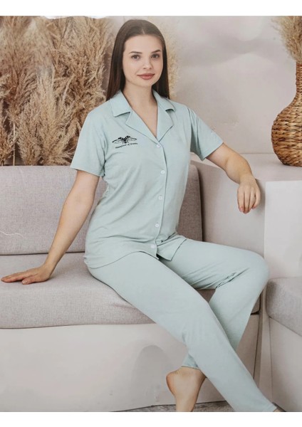 Gömlek Yaka Önden Düğmeli Pijama Takımı 2950