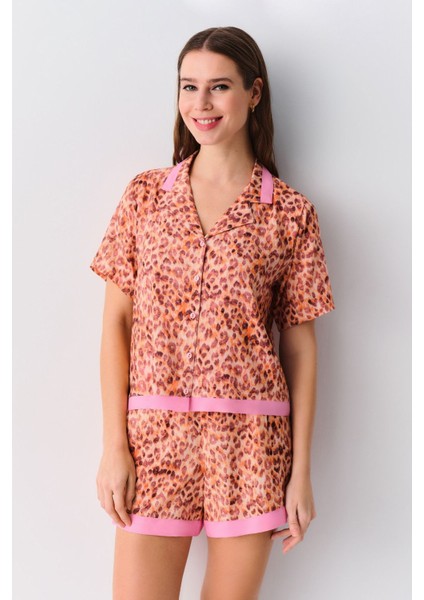 Leopard Maskülen Şort Pijama Takımı