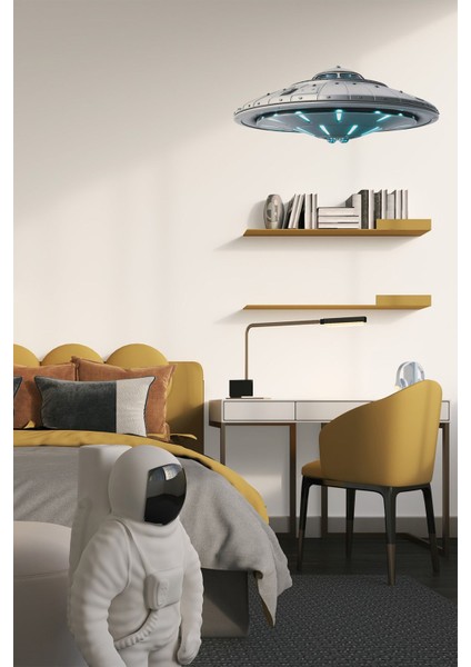 Ufo Duvar Stickeri | Çocuk Bebek Odası Duvar Stickeri | Uçan Daire Duvar Dekorasyonu