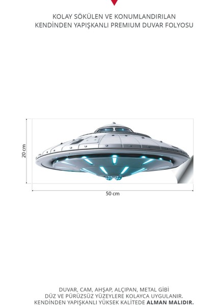 Ufo Duvar Stickeri | Çocuk Bebek Odası Duvar Stickeri | Uçan Daire Duvar Dekorasyonu