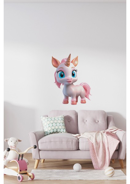 Sevimli Unicorn Çocuk Bebek Odası Duvar Stickeri | Kreş Anaokulu Duvar Stickeri | Duvar Dekorasyonu