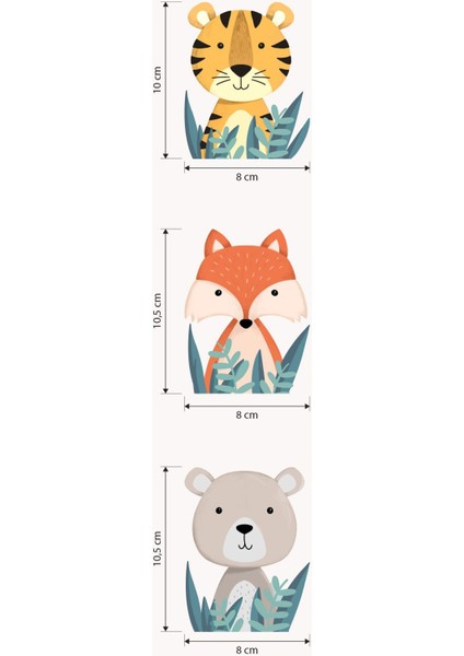 Priz Üstü 3lü Sevimli Hayvanlar Sticker Seti, Çocuk Bebek Odası Hayvanlı Duvar Stickeri fiyatları