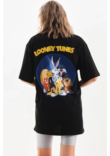 Baskılı Oversize T-Shirt - Siyah