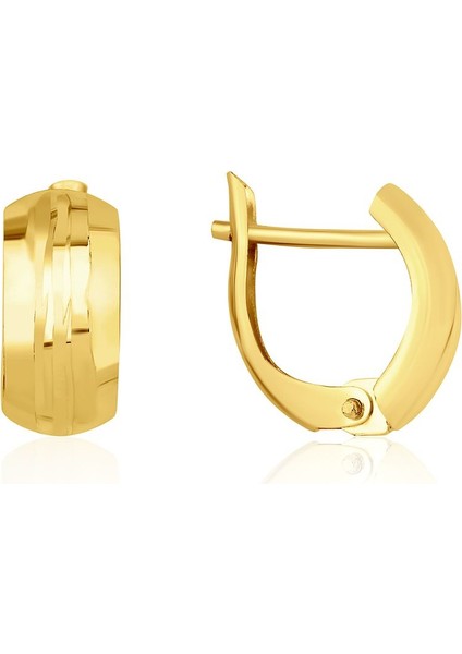 14 Ayar Altın Işıltılı Taşsız J Küpe