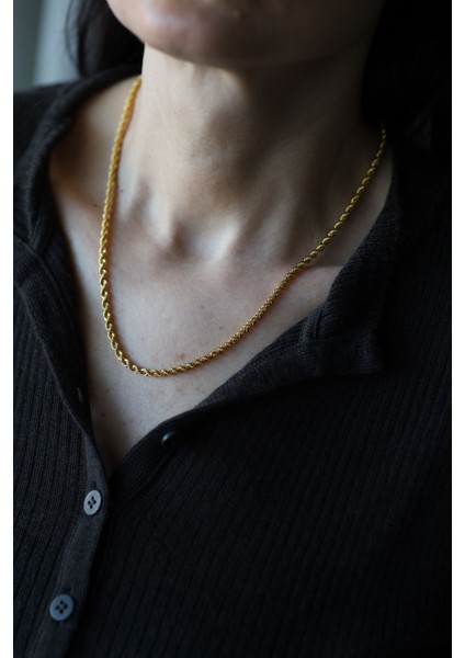 14 Ayar Altın Burgu Halat Zincir 4 mm fırsatları