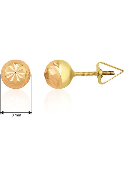 14 Ayar Altın Çevirmeli Vidalı Işıltılı Top Küpe 8 mm fiyatları