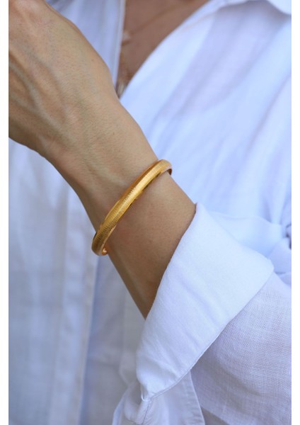 14 Ayar Altın Kadın Mat Simli Bilezik modelleri