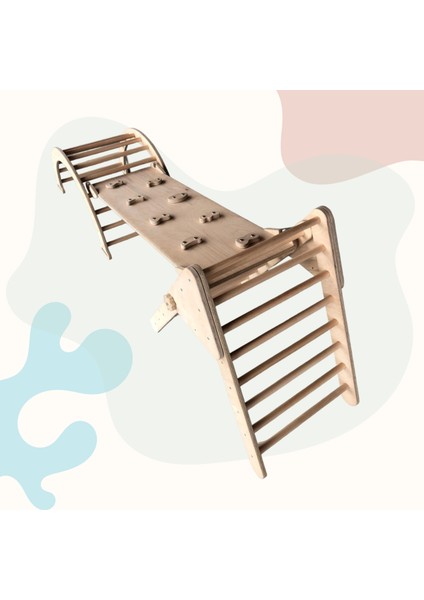 Üçlü Pikler Seti (Ham & Naturel) | Pikler Üçgeni, Pikler Halkası, Rampa & Kaydırak | Montessori Parkuru | Eğitici Aktivite Oyuncağı modelleri