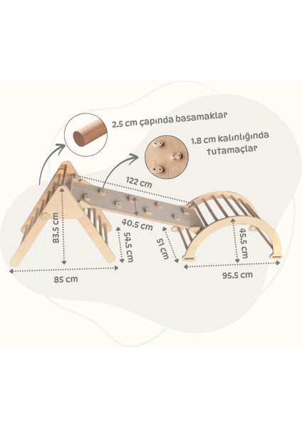 Üçlü Pikler Seti (Ham & Naturel) | Pikler Üçgeni, Pikler Halkası, Rampa & Kaydırak | Montessori Parkuru | Eğitici Aktivite Oyuncağı indirimleri