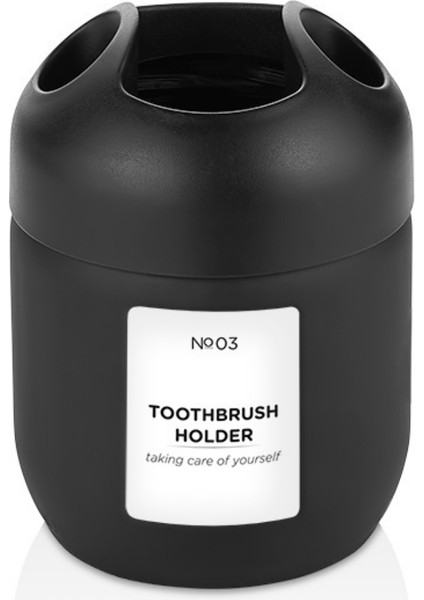 Cam Diş Fırçalık | Çok Gözlü Banyo Organizeri | Siyah-Beyaz | 9,4X9,4X12 cm modelleri