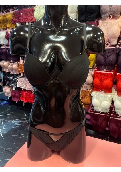 Siyah Dar Kalıp Balenli Destekli Sütyen Takımı fiyatları