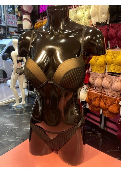 Siyah Dar Kalıp Balenli Destekli Sütyen Takımı modelleri