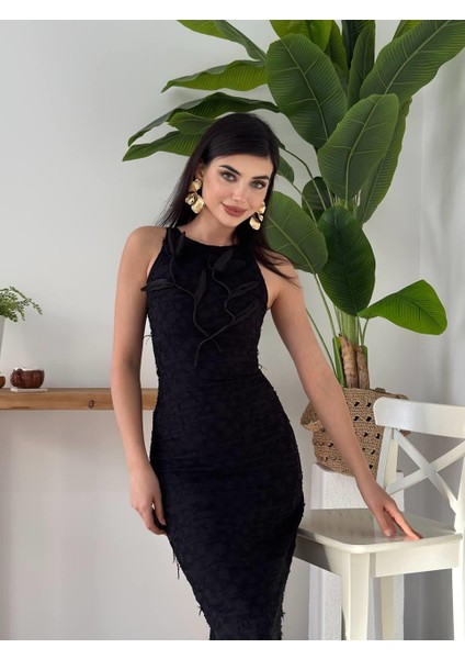 Lers Çiçek Detaylı Elbise