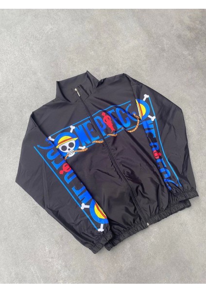 Fermuarlı Dijital Baskılı Rüzgarlik - Siyah