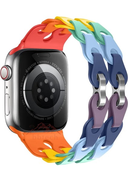 Apple Watch Series 10 46MM Series 10 42MM Uyumlu Pride Edition Silikon Zincir Rainbow Kordon Gökkuşağı Esnek Kayış fiyatları