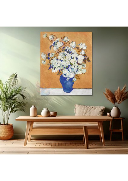 Van Gogh Kanvas Tablo Kanvas Duvar Tablosu Empresyonizm Tablo Beyaz Çiçekler
