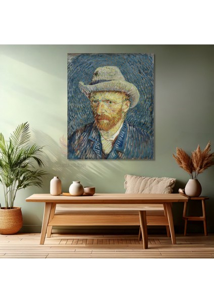 Van Gogh Kanvas Tablo Kanvas Duvar Tablosu Gri Şapkalı Portre Empresyonizm Tablo modelleri