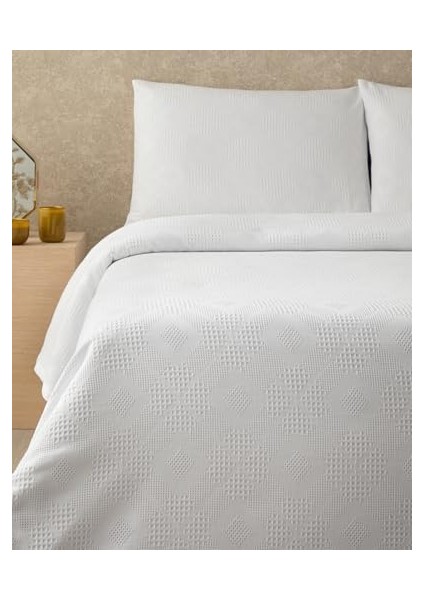 Home Pearl Pamuklu Çift Kişilik Yatak Örtüsü Takımı Beyaz