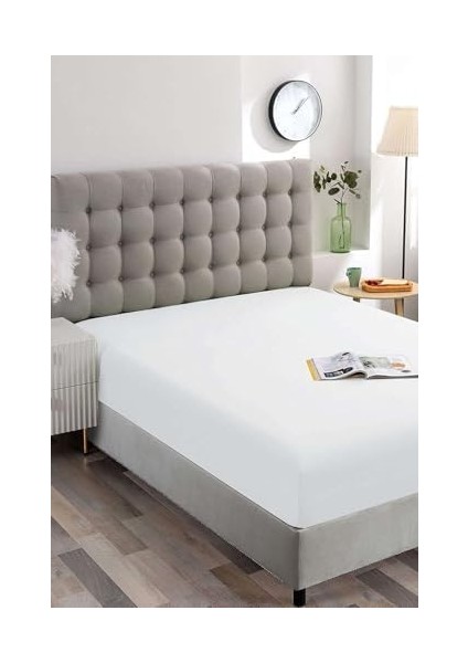 Beyaz Pamuklu Tek Kişilik Lastikli Çarşaf 100 x 200