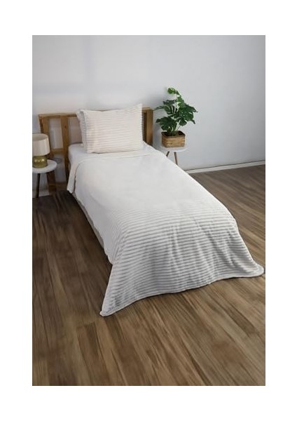 2 Parça Tek Kişilik Battaniye Seti (Ekru)