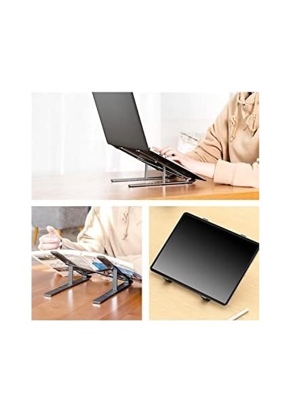 As-70 7 Kademeli Alüminyum Taşınabilir Laptop Notebook Tablet Standı Katlanabilir Portatif Macbook Metal Stant 10 Inç-16 Inç Uyumlu