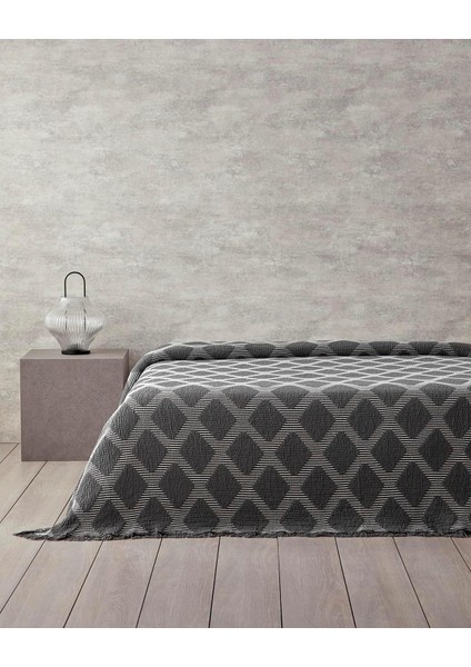 Home Morgan Pamuk Polyester Çift Kişilik Yatak Örtüsü Antrasit