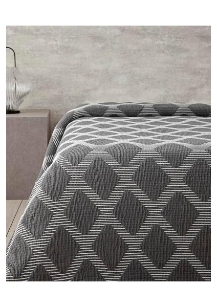 Home Morgan Pamuk Polyester Çift Kişilik Yatak Örtüsü Antrasit