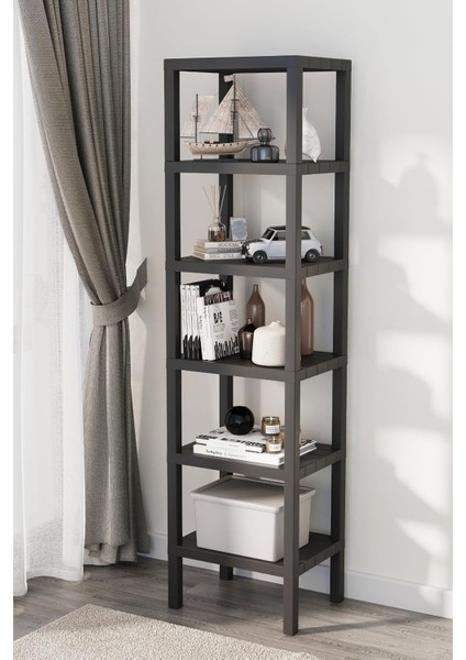 Life 6 Katlı Plastik Siyah Banyo Mutfak Rafı MIT1045