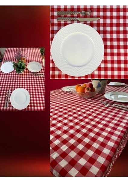160X170 cm Kırmızı Büyük Kare Desen Pötikareli Masa Örtüsü, Sofra Bezi, Piknik Örtüsü