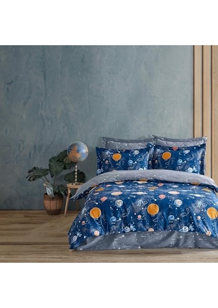 | Galaxy | Pamuklu Çift Kişilik Nevresim Takımı Mavi