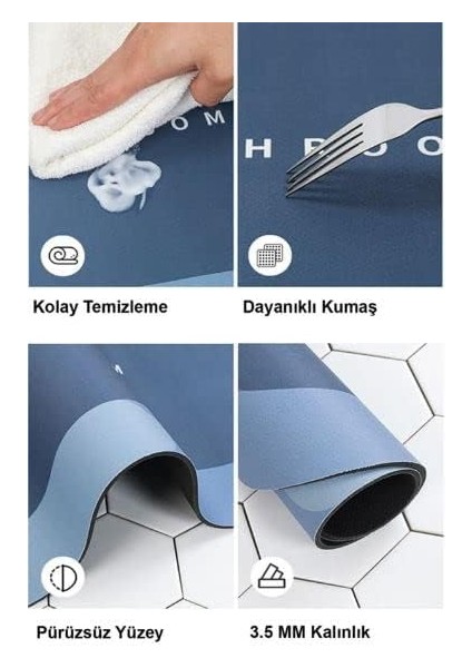 Su Emici Banyo Paspası Kaymaz Tabanlı Abdest Paspası