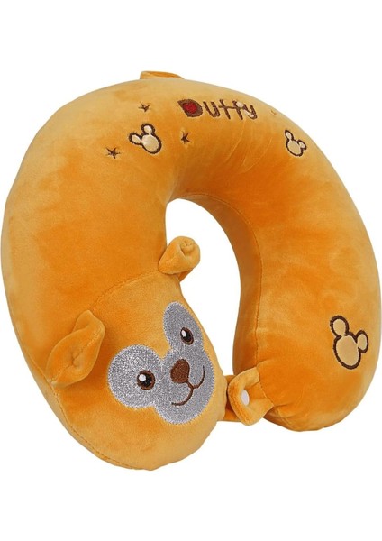 Yumuşak ve Konforlu Boyun YASTIĞI%100 Visko, Kids Figürlü Seyahat Yastığı (Sarı)