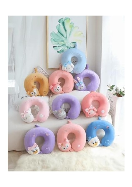 Yumuşak ve Konforlu Boyun YASTIĞI%100 Visko, Kids Figürlü Seyahat Yastığı (Sarı)