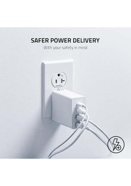 Usb-C Gan Şarj Cihazı - Taşınabilir Hızlı Şarj Cihazı (2x Usb-C, 2x Usb-A, Abd, Ab ve Ingiltere Portlu) Beyaz