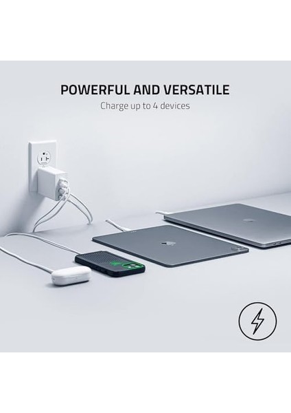 Usb-C Gan Şarj Cihazı - Taşınabilir Hızlı Şarj Cihazı (2x Usb-C, 2x Usb-A, Abd, Ab ve Ingiltere Portlu) Beyaz