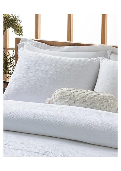 Home Palermo Pamuklu Jakarlı Çift Kişilik Yatak Örtüsü 220X240 cm Beyaz fiyatları