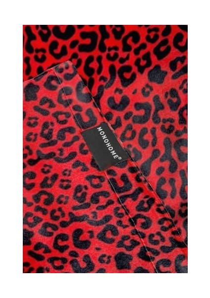Yastık KILIFI Ipek Saten 2 Adet Luxury Yastık Kılıfı Red Leopard