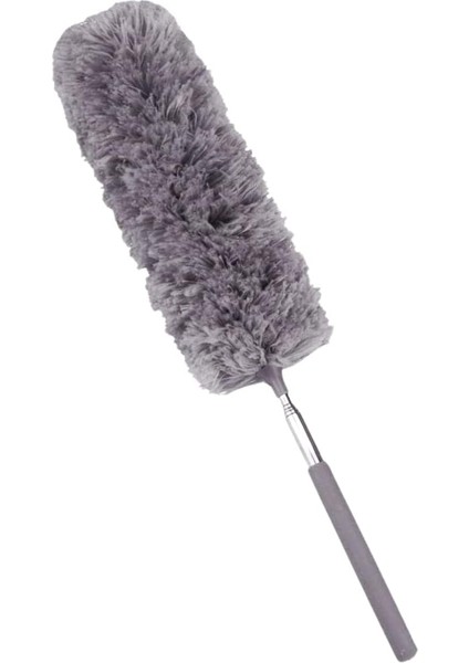 140 cm Teleskopik Uzatılabilir Mikrofiber Yumuşak Başlıklı Gri Toz Alma Fırçası Toz Püskülü Bükülebilir Dip Köşe Başlık
