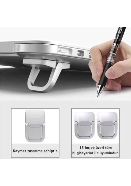 2 Adet Yapışkanlı Katlanılabilir Laptop Standı Portatif Macbook Bilgisayar Laptop Stand Ayagi Siyah